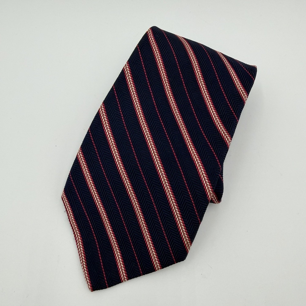 Brooks Brothers Tie Silk Pink Blue Striped 3.75" Wide 58" Long USA‎ Makers